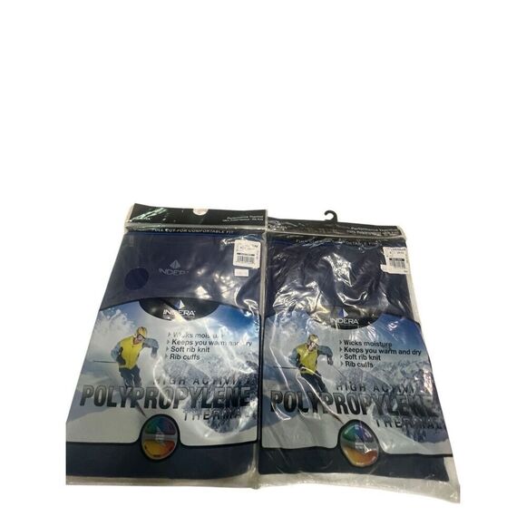 INDERA (2) Men’s Rib Knit Thermal Shirt Sz M Navy NIP - Picture 1 of 4